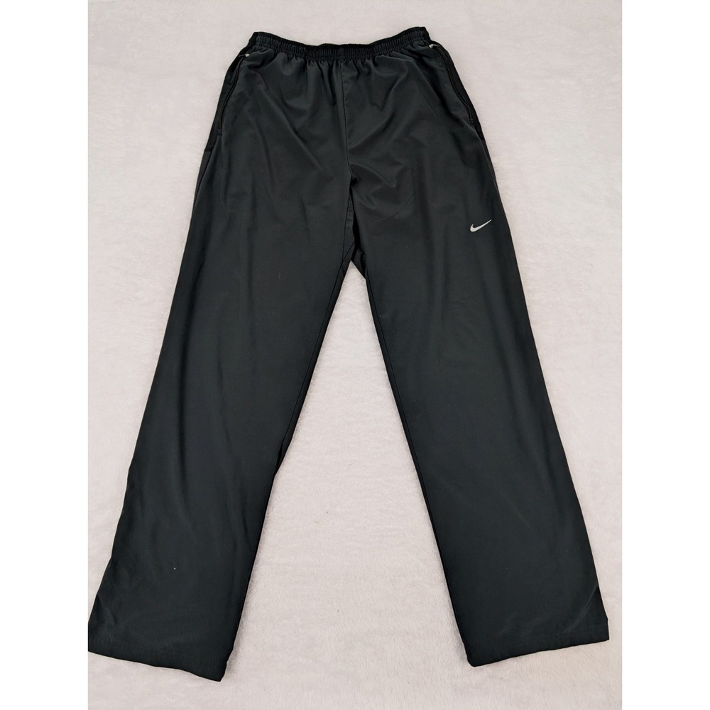 Nike Dri Fit Sweatpants Men's M Black Joggers Zip Ankles Lightweight